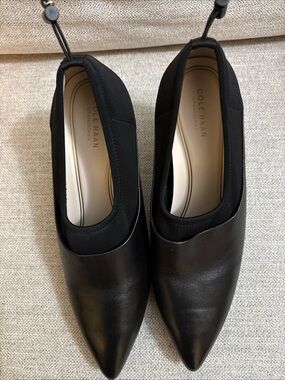 Cole Haan Black Leather Pointed Slip-On Flats